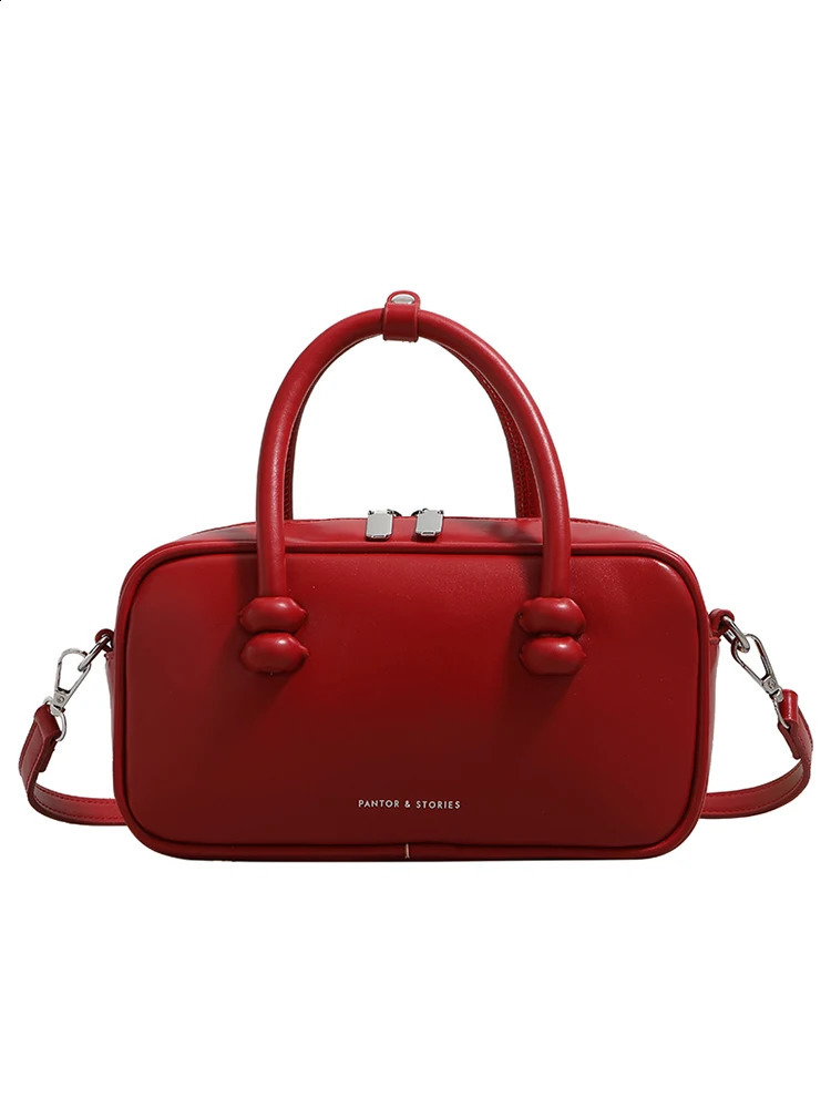 Letter Square Bag Red Bowling y Ladies Lmitate Handbag Trendy Shoulder Crossbody Boston ner 240817