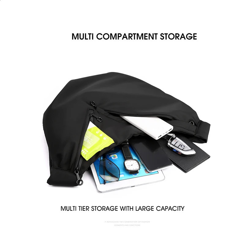 VC Minimalist Messenger Bags for Men Large Capacity Mens Chest Bag Waterproof Lightweight Nylon Sling Shoulder Man 240816Z