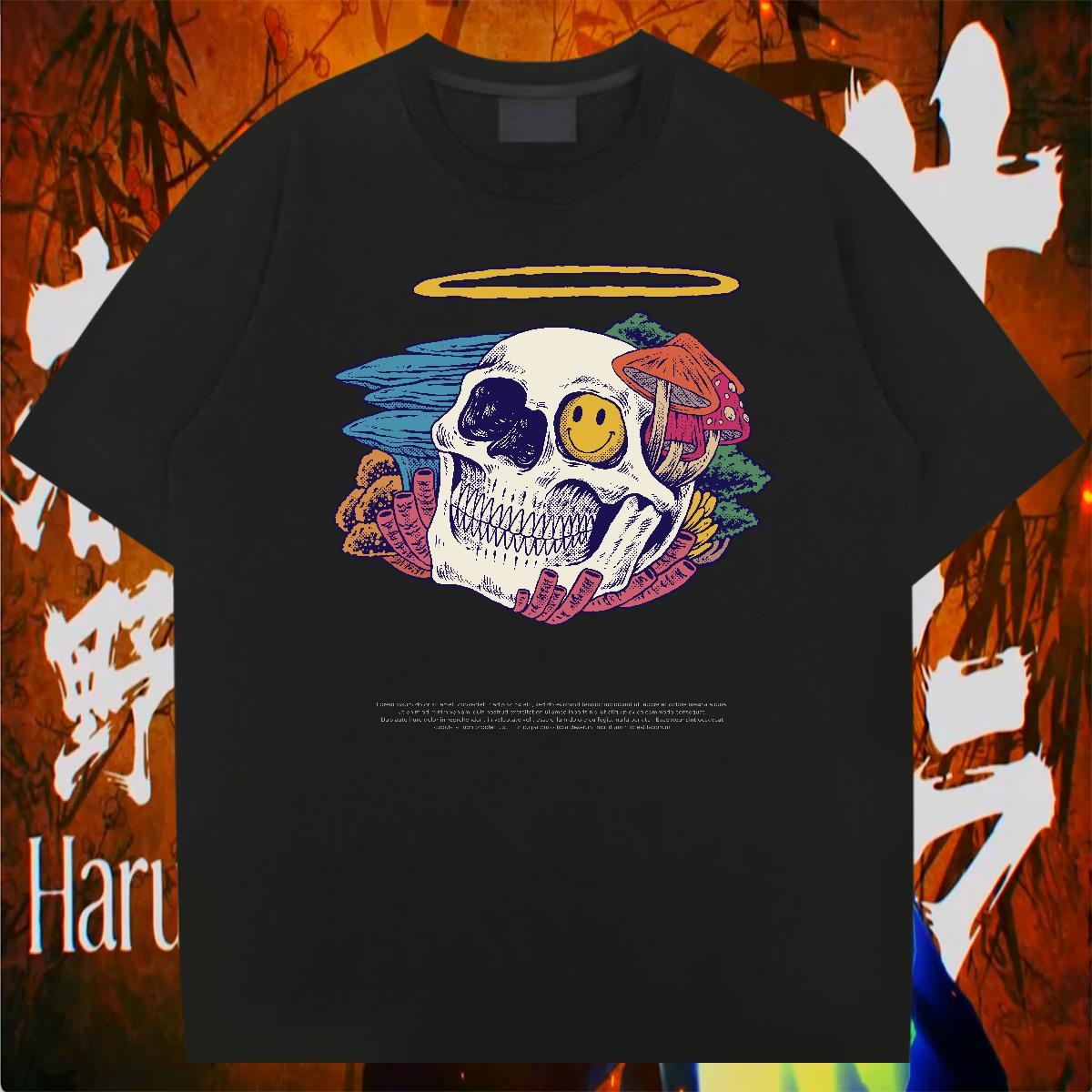Wholesale T shirt 230g Cotton skull Beach Skull Breathable Short Sleeve Tshirts 2024 Summer Tees