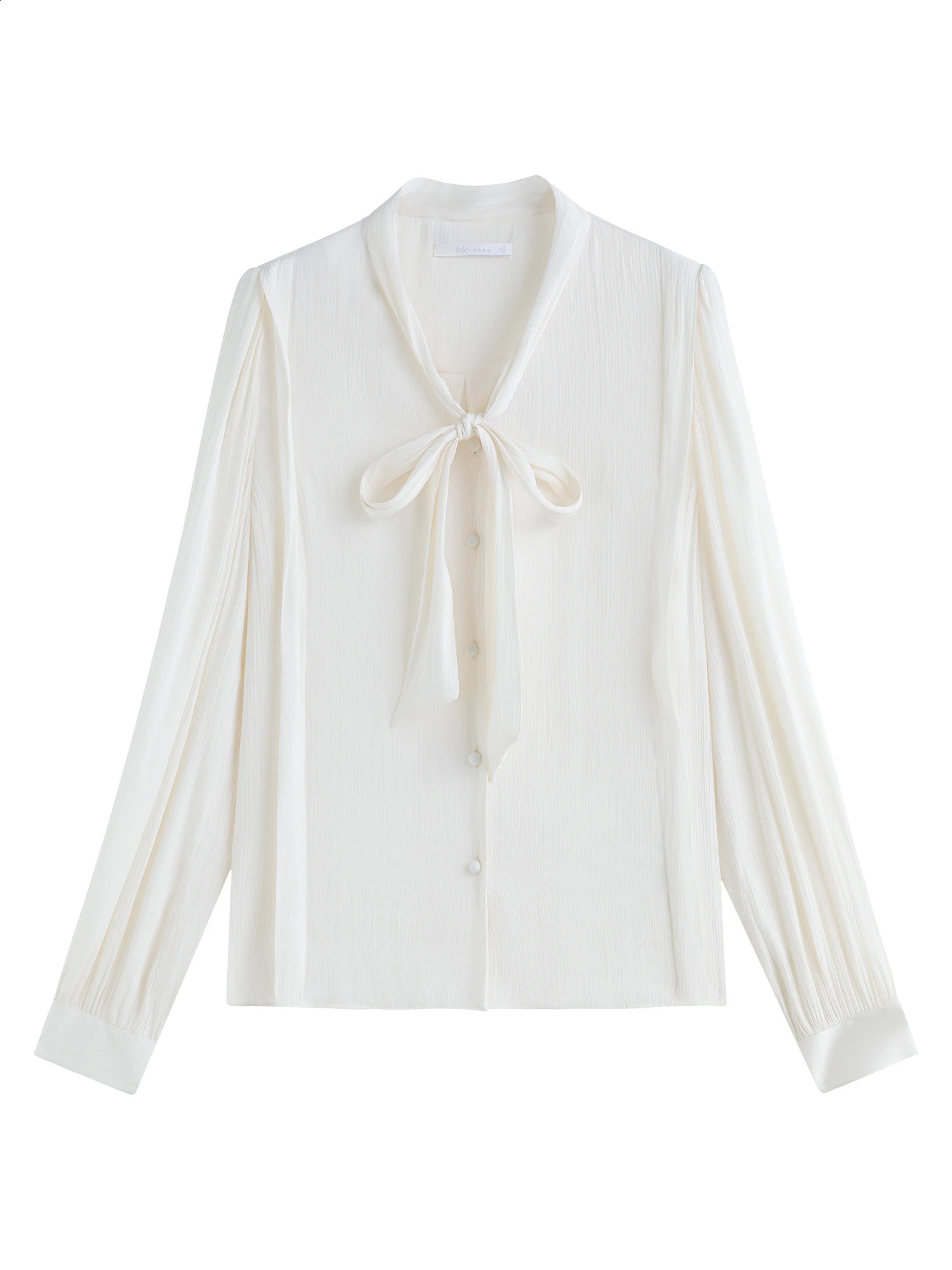 FSLE French style butterfly ribbon womens autumn elegant casual Vneck top 24FS13081 240814