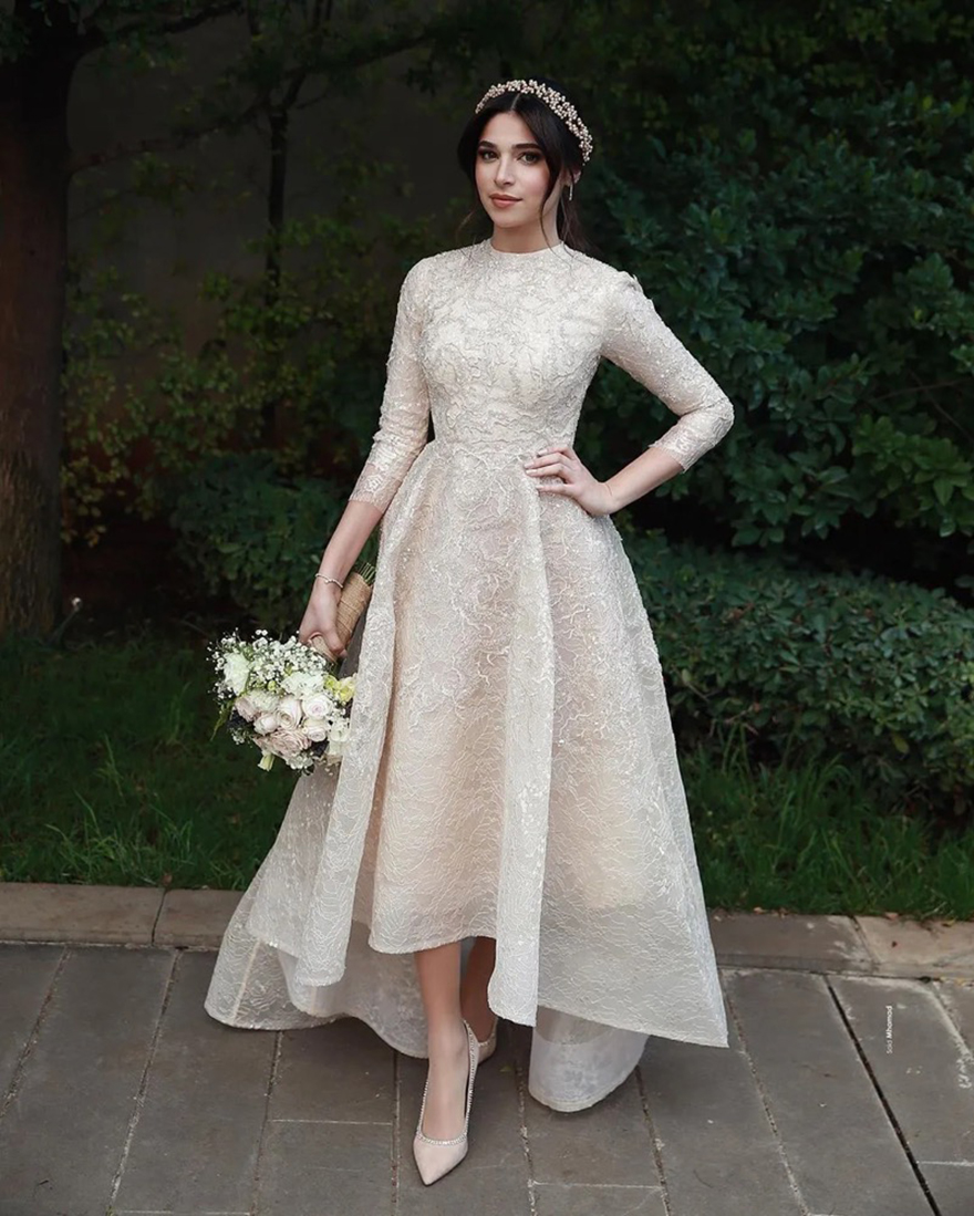 arabic aso ebi gold muslim lace wedding dresses beaded aline bridal dresses vintage sexy wedding gowns