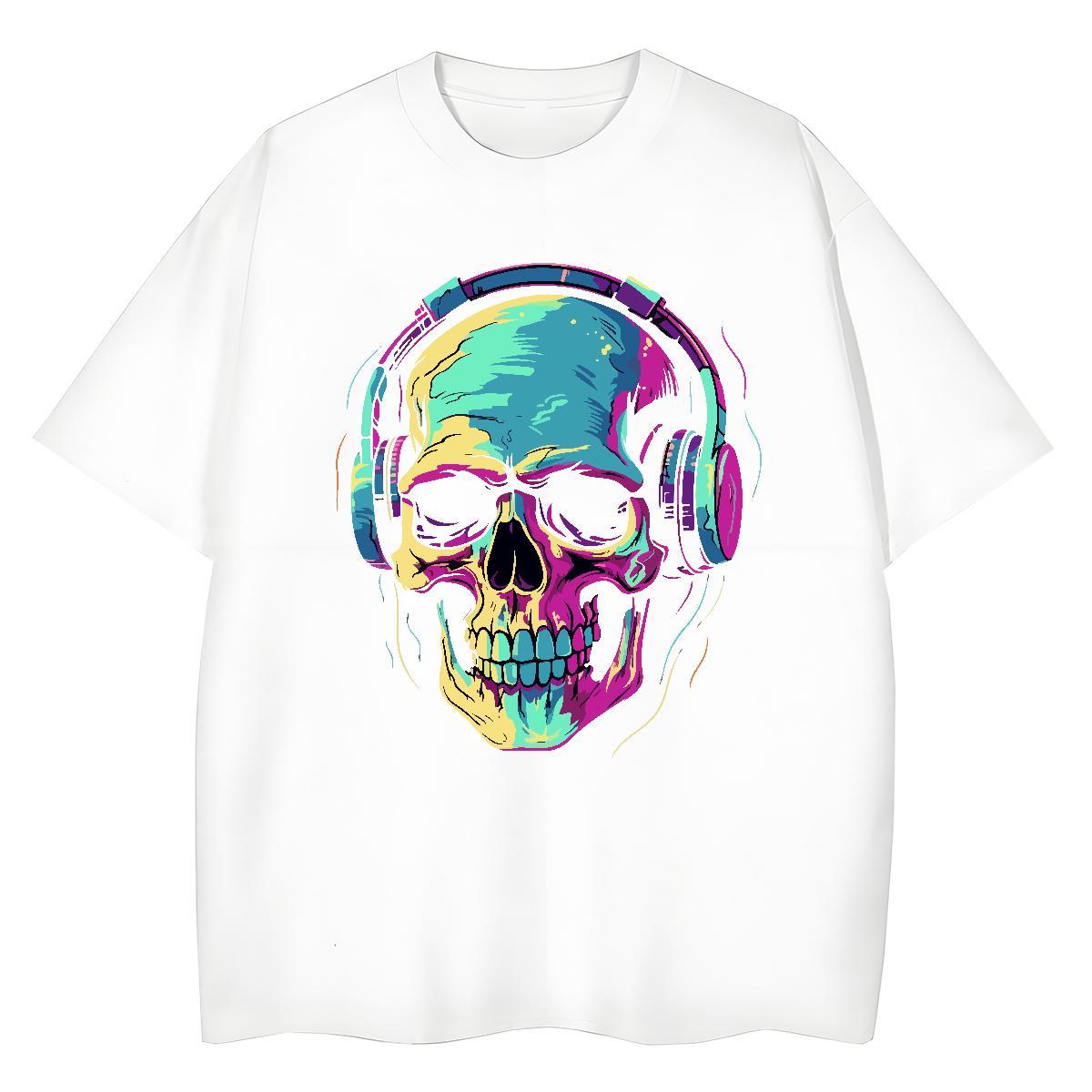 Popular T shirt 230g Cotton skull Sport Customized Breathable Crew Neck Couples T Shirts New Clothes