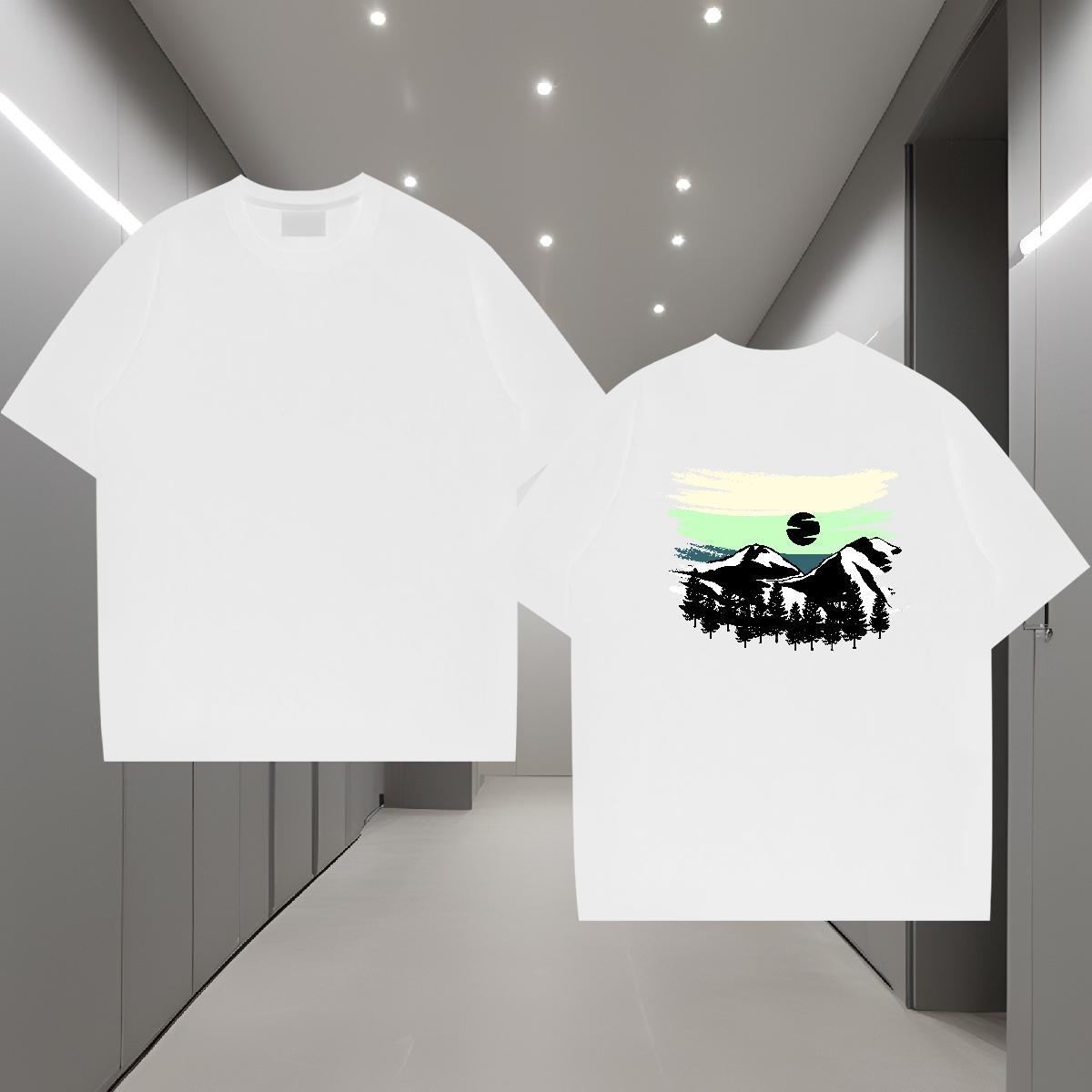 Free Shipping Man T Shirts 230g 100% Cotton mountains Outdoor Black White Breathable Crew Neck Men Clothes T-Shirt DIY Customized Tops Tees