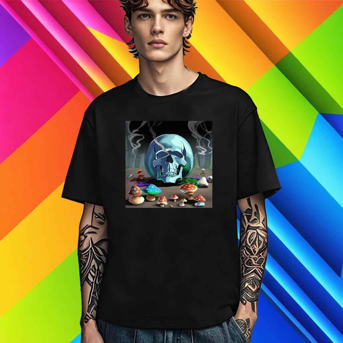 Cool Design T-Shirts 230g Cotton skull Outdoor Custom Printing Breathable Crew Neck Men Tops Tees Casual New Clothings