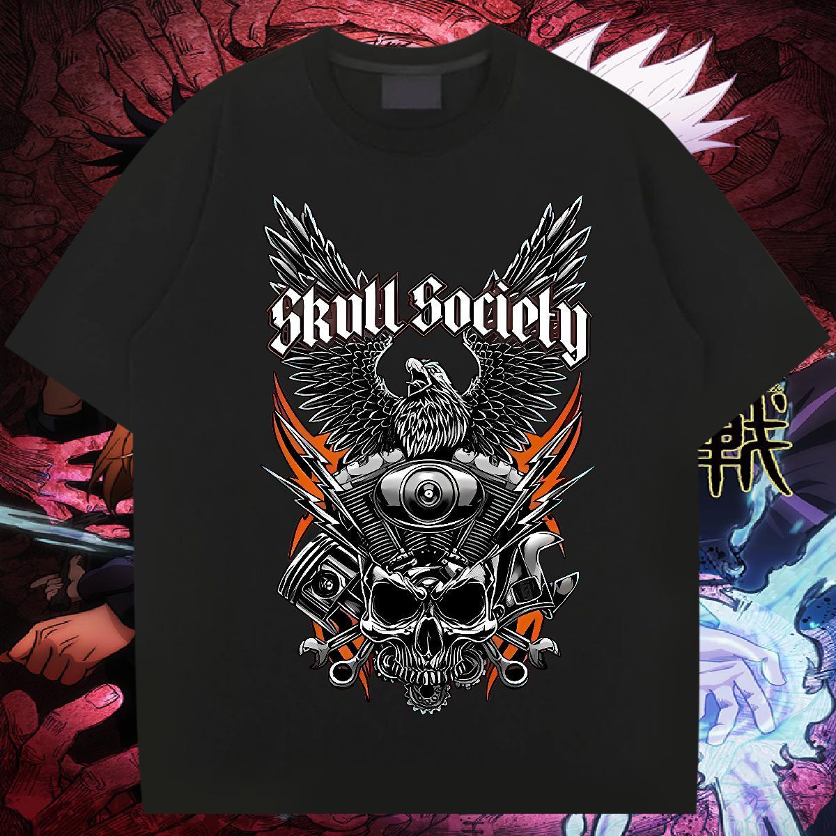 Loose Fit T-Shirts 100% Cotton 230g skull Daily Wear White Plus Size Short Sleeve O-Neck Men Tops Tees DIY Tshirts