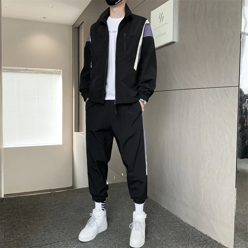 Leisure Spring/Autumn Track Clothing Street Clothing Jacket Full Pants Two Piece Set Mens Sportswear Running Top 240827