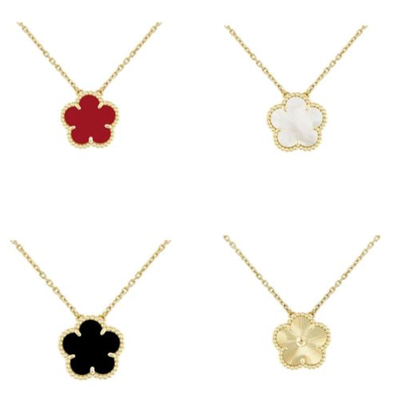 designer necklace for women flower necklaces designer jewelry woman 18K gold silver diamond chain Necklace black shell luxury jewelry birthday gift