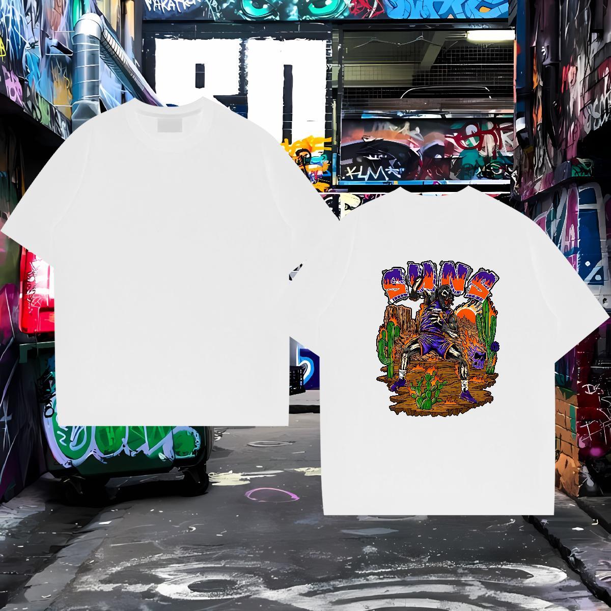 Soft T Shirt For Man 100% Cotton 230g skull Hip Hop DIY Logo Oversized Pure Cotton Men Tops Tees 2024 Wear