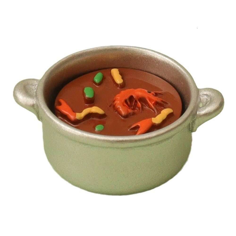 Miniature simulation mini shrimp dish, food and play, children's house kitchen accessories, micro landscape, couple eating hot pot scene decorati