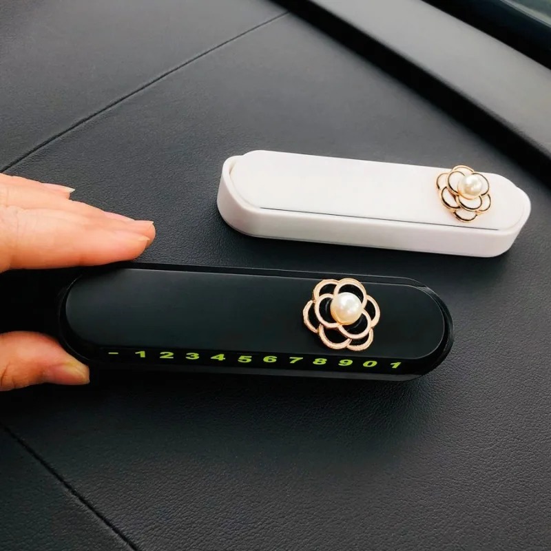 Camellia Flower Small Fragrant Wind Car Temporary Plate Magnetic Absorption Number Hidden Parking and Movi free shipping