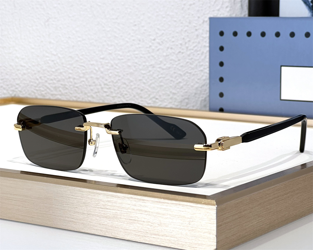 Fashion Trend Mens Women Sunglasses 1221S Classic Vintage Metal Rectangular Rimless Glasses Avant-garde leisure style eyewear Anti-Ultraviolet come with case