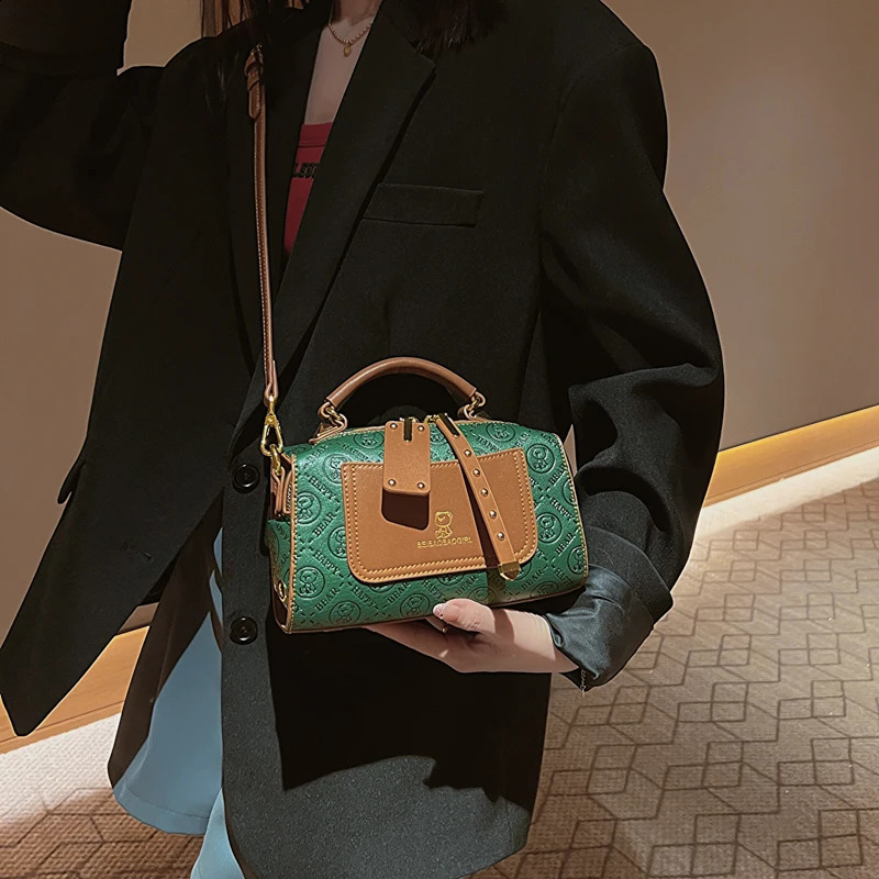 BeiBao Boston shape womens bag embedding handbag for women classic lady shoulder crossbody messenger 240817