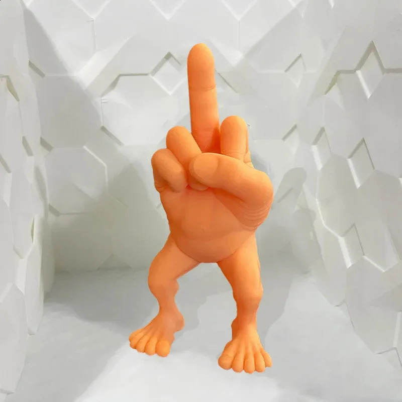 Middle Finger Figure With Legs 3D Printed Desktop Statue Decoration Desk Funny Hand Gesture Resin Creative Ornament Sculpture 240920