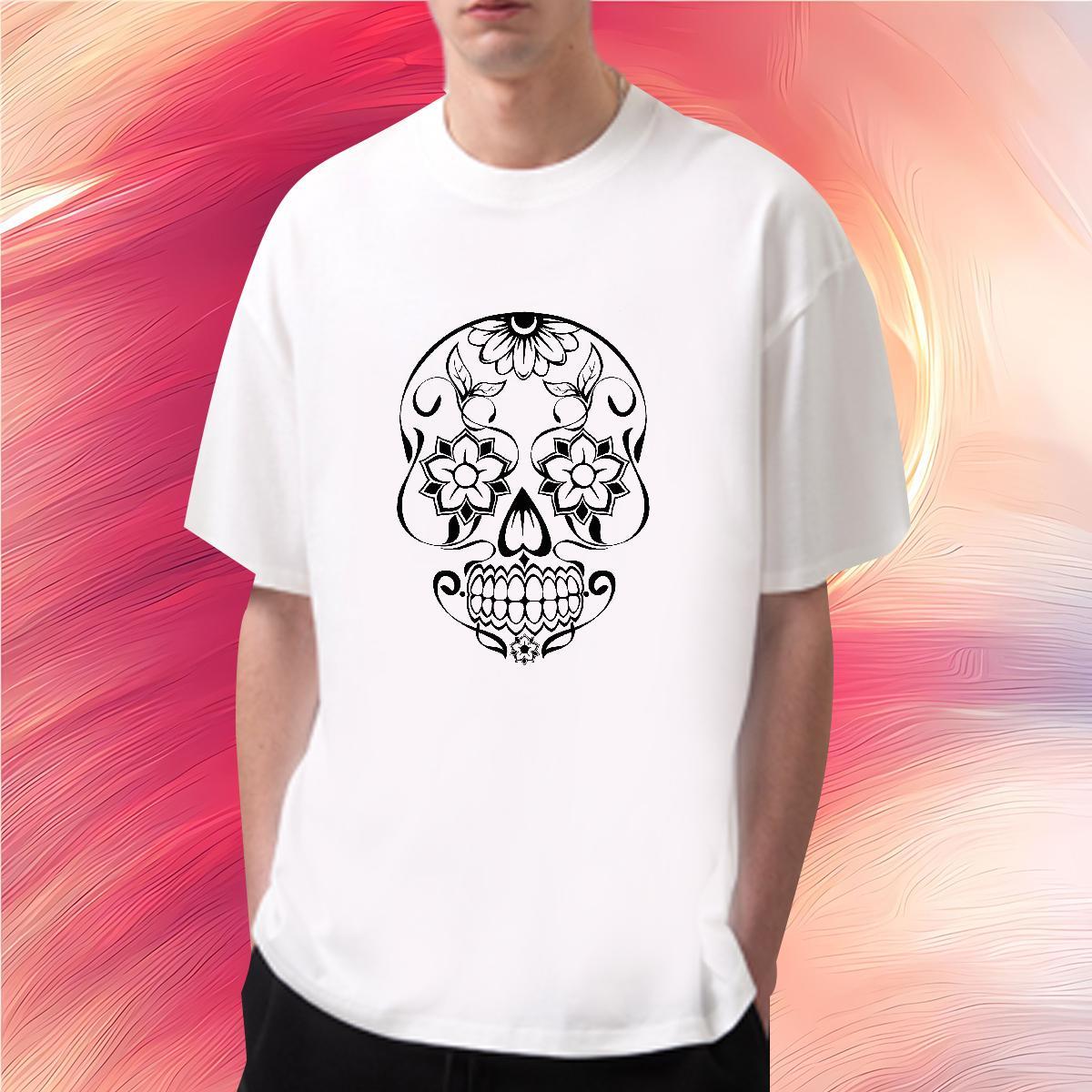 Wholesale T-Shirts 230g Pure Cotton skull Hip Hop Skull Short Sleeve O-Neck Tshirts Designer Fashion Top Tees