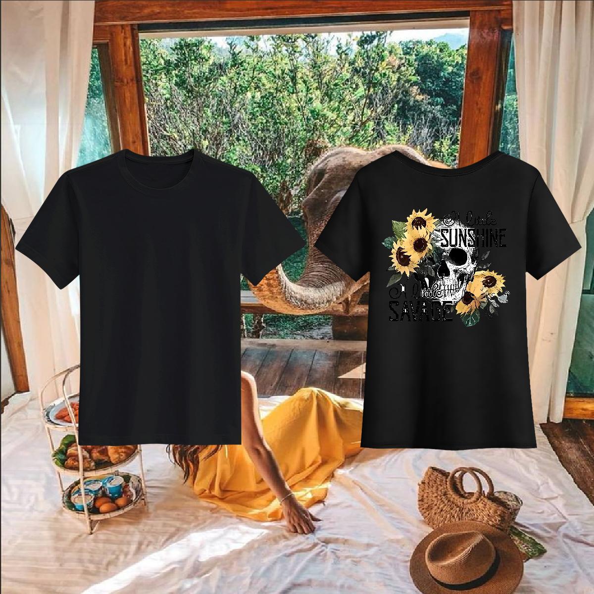 Popular Mens T Shirts 230g 100% Cotton flower Casual Beach Oversized 4XL Breathable Crew Neck Couples T Shirts Classic Tees Shirts