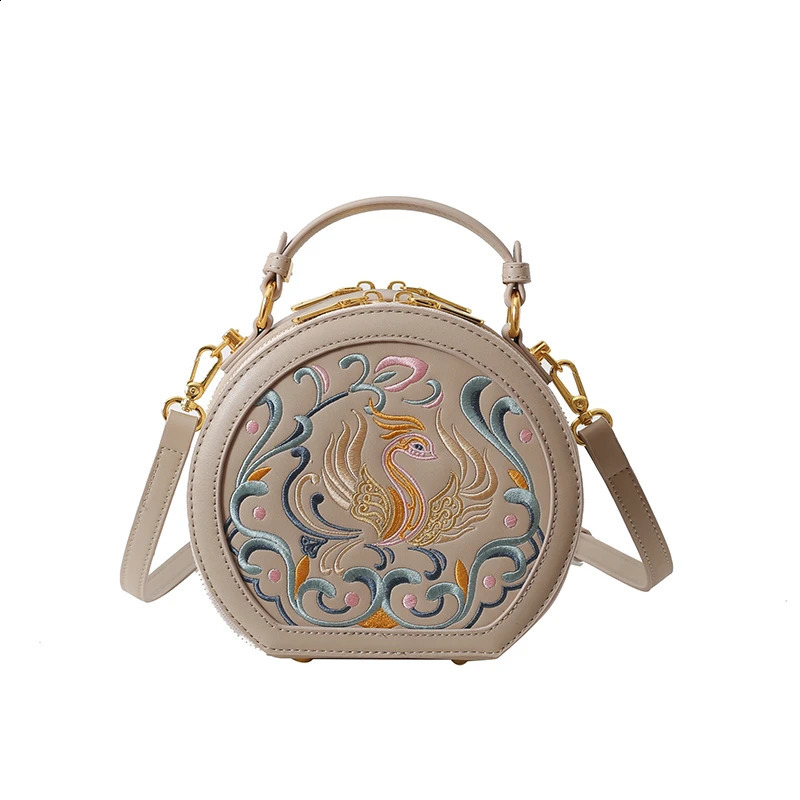 Embroidered Chinese style solid zipper fashionable Pu top handbag womens personalized shoulder bag Bolsos De Se w240817
