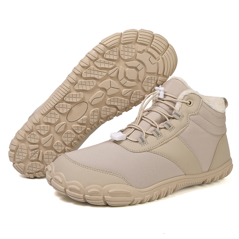 Outdoor Snow Boots For Men, Winter New Style, Anti Slip, Waterproof, Veet Warm Cotton Shoes, Women's Thick Soled Barefoot Five Finger Shoes