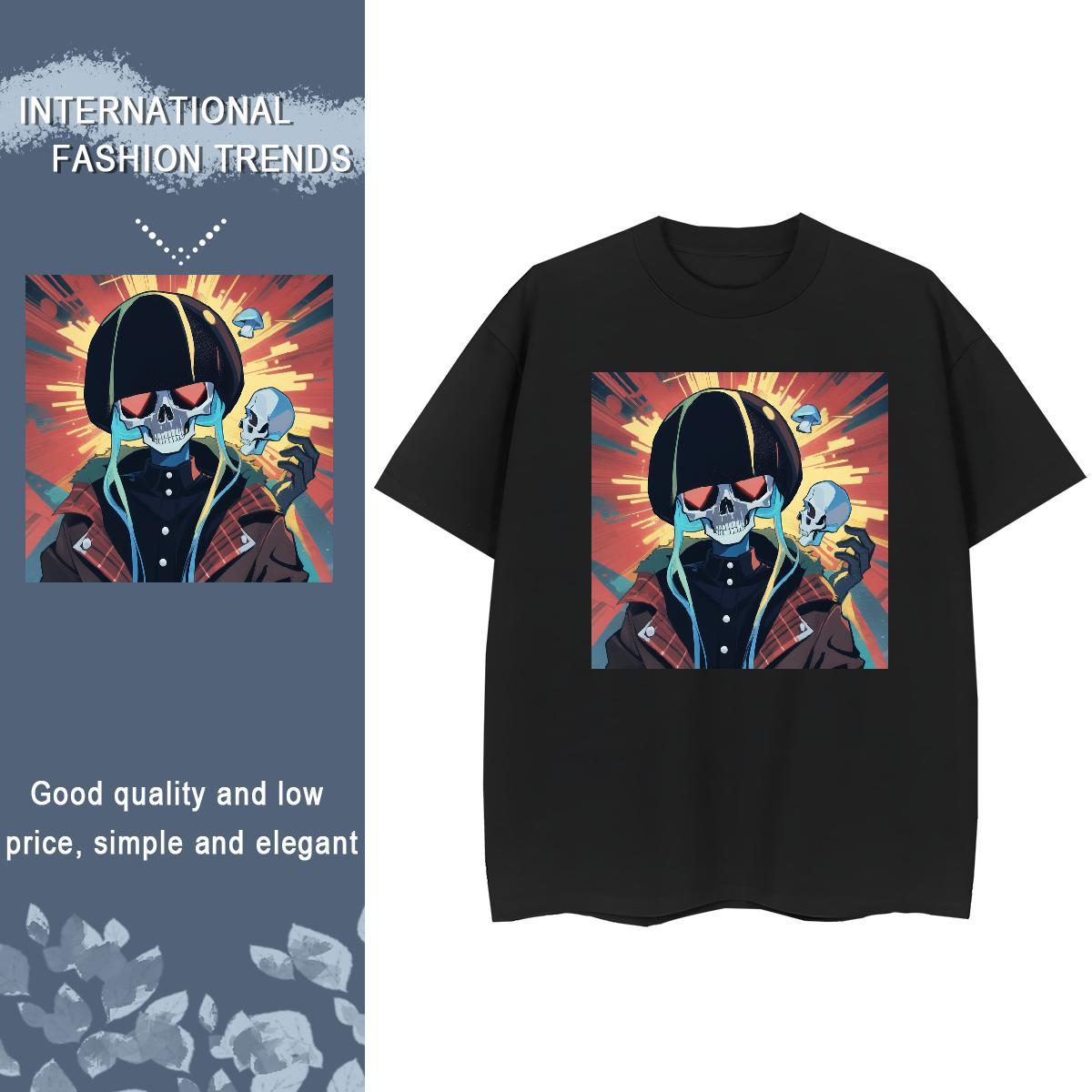 High Quality Men T Shirts 100% Cotton 230g skull Casual Daily Wear Graphic Breathable Short Sleeve Mens Tshirts Fashion Tops Tees