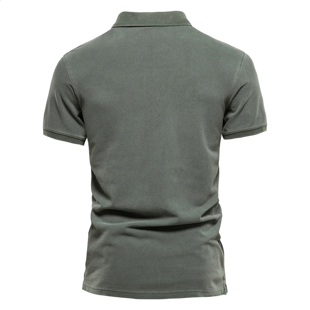 Pullover 100% Cotton Solid Color Mens Polo Shirts Casual Short Sleeve Turndown Mens Shirts Fashion Streetwear Polos for Men 240819