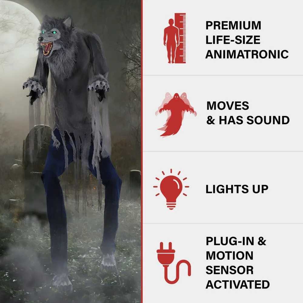 High werewolf activated Halloween animation for indoor covered outdoor crawling Halloween decorationX240817