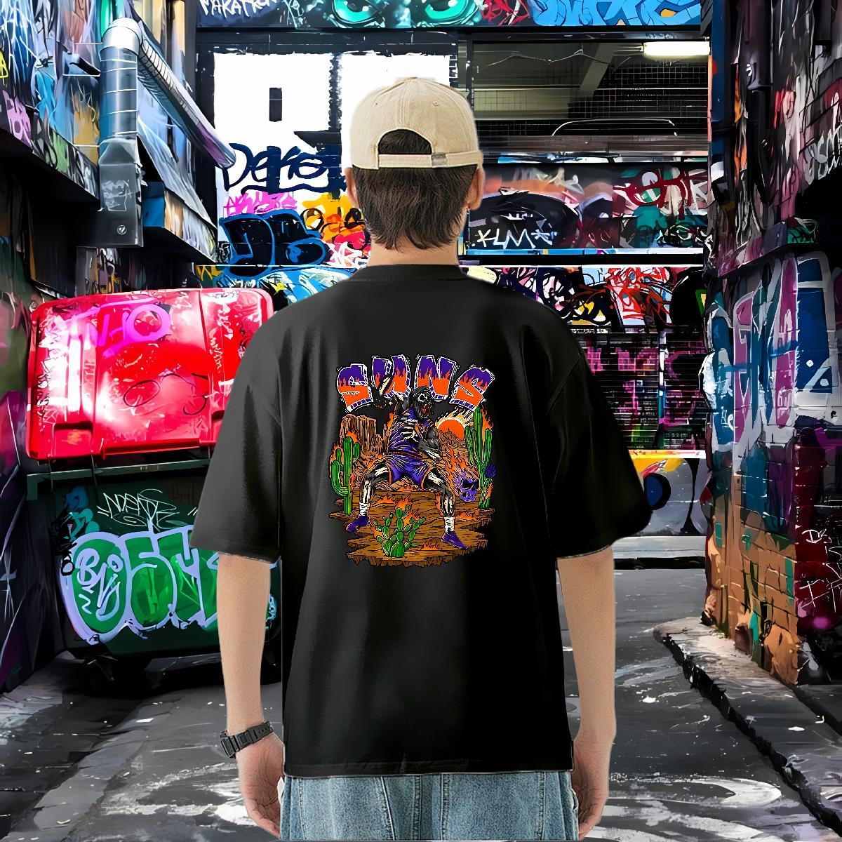 Soft T Shirt For Man 100% Cotton 230g skull Hip Hop DIY Logo Oversized Pure Cotton Men Tops Tees 2024 Wear
