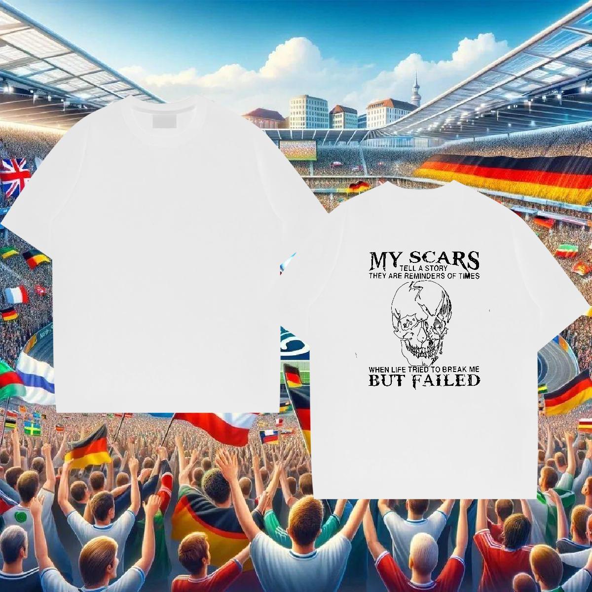 Brand Mens T Shirts 230g Cotton skull Hip Hop Street Skull Short Sleeve O-Neck Men Tops Tees DIY Customized Top Tees