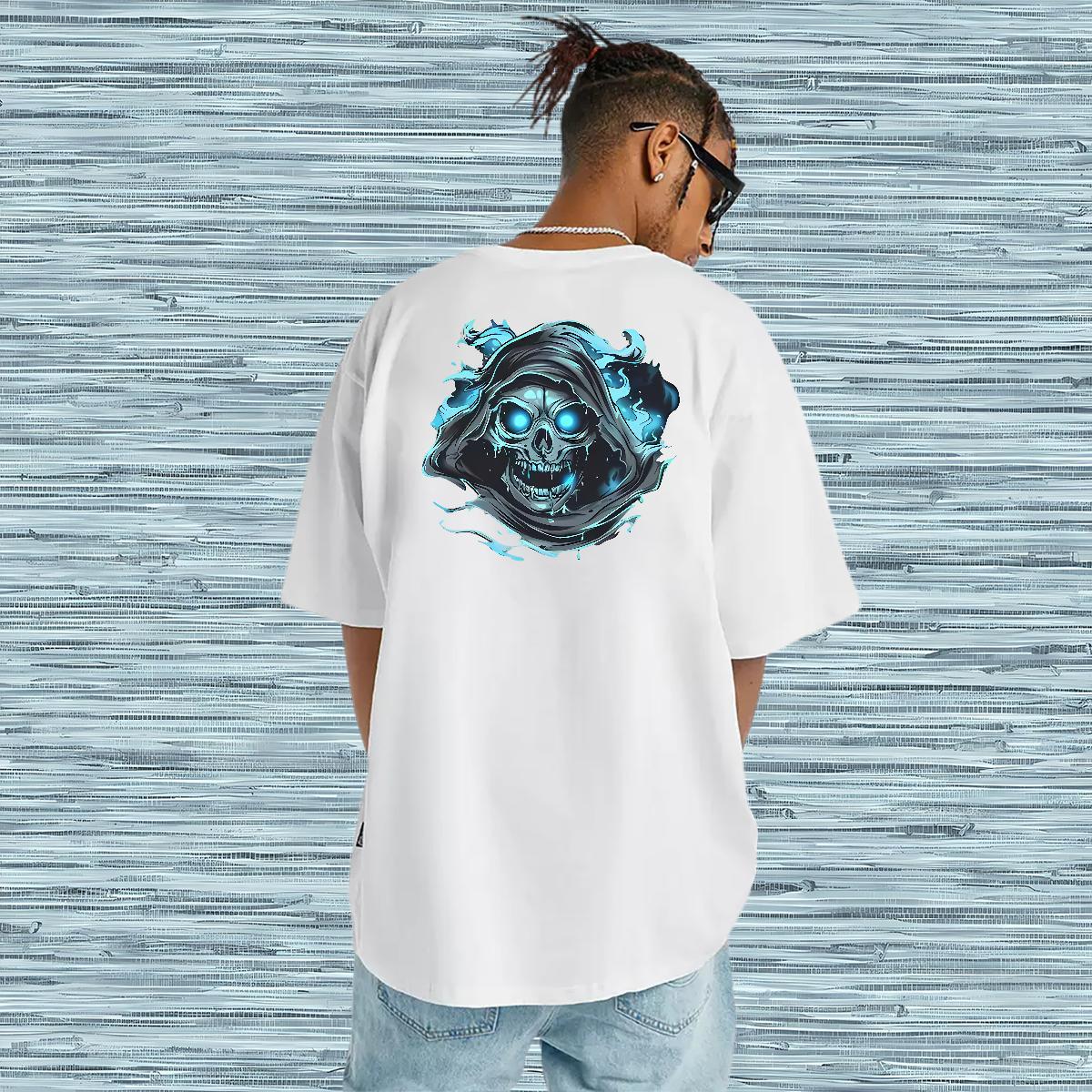 TOP Quality T shirt 230g 100% Cotton skull Beach Oversized 4XL Breathable Short Sleeve Men Tshirts Brand Clothings