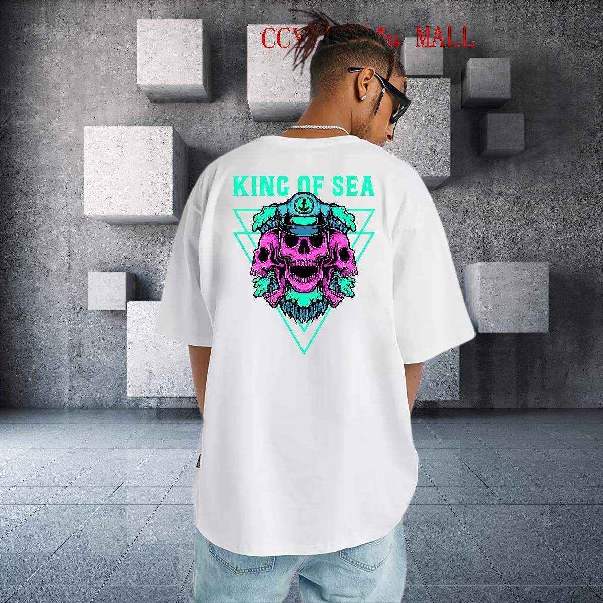 Cool Men T Shirts 230g Pure Cotton skull Casual Custom Print Oversized Breathable Soft Mens Tshirts New Designer Wear