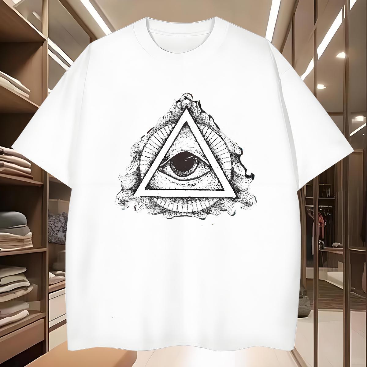 Loose Men T Shirts 230g Cotton eye of the devil Beach Black Oversized Breathable Short Sleeve Tshirt for Man Woman Brand Tees Shirts