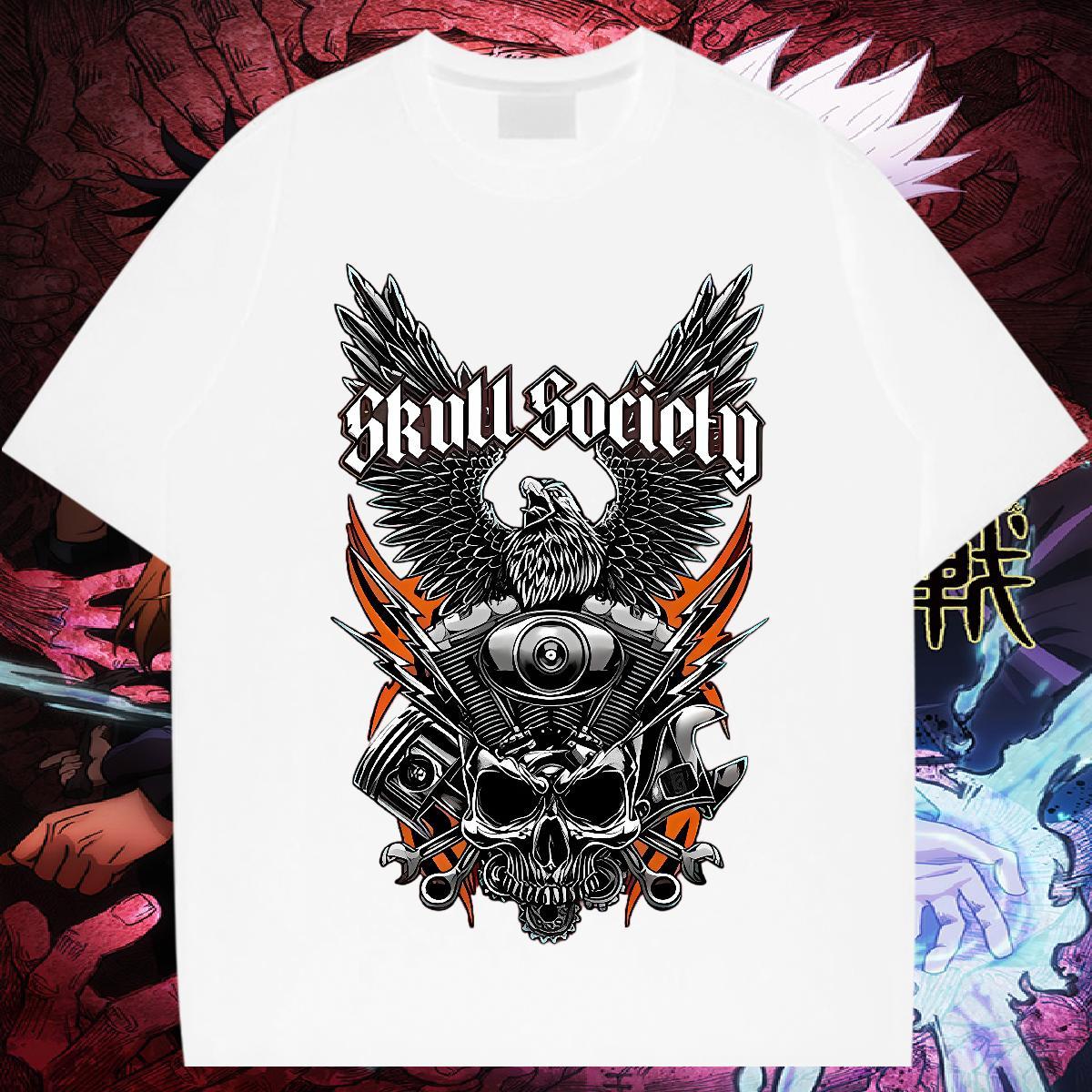 Loose Fit T-Shirts 100% Cotton 230g skull Daily Wear White Plus Size Short Sleeve O-Neck Men Tops Tees DIY Tshirts