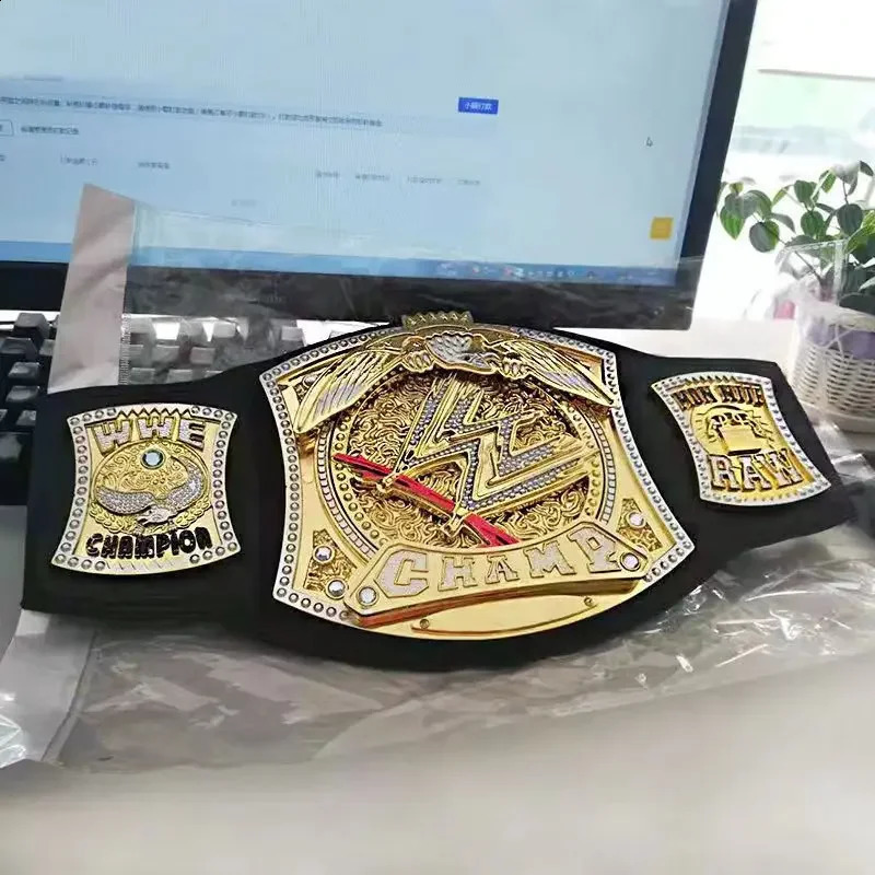Wrestler Championship Gold Belt Action Character Professional Wrestling Horn Belt Animated Character Toy Gift Boy 95cm 240815