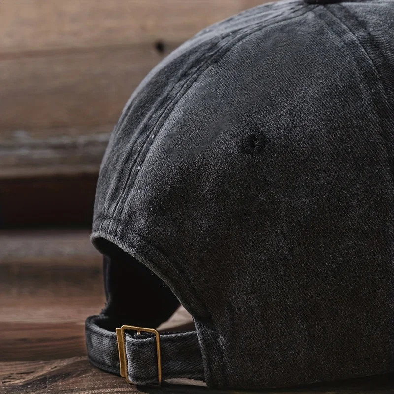 Cotton retro baseball cap mens denim embroidered letter cotton soft top casual unisex 240812