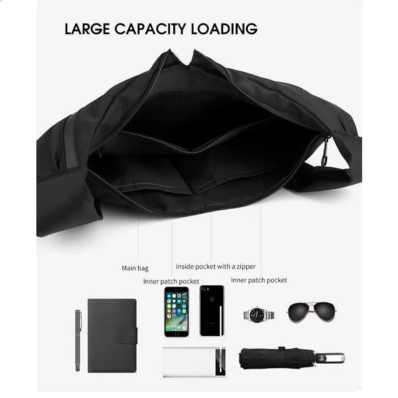 VC Minimalist Messenger Bags for Men Large Capacity Mens Chest Bag Waterproof Lightweight Nylon Sling Shoulder Man 240816Z