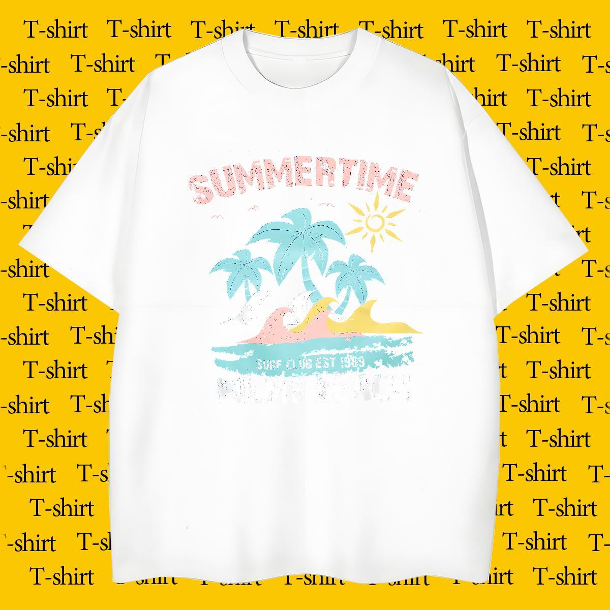 Unisex T-Shirts for Men 230g Pure Cotton beach Daily Outfit Custom Anime Crew Neck Breathable Men Tshirts 2024 New Top Tees