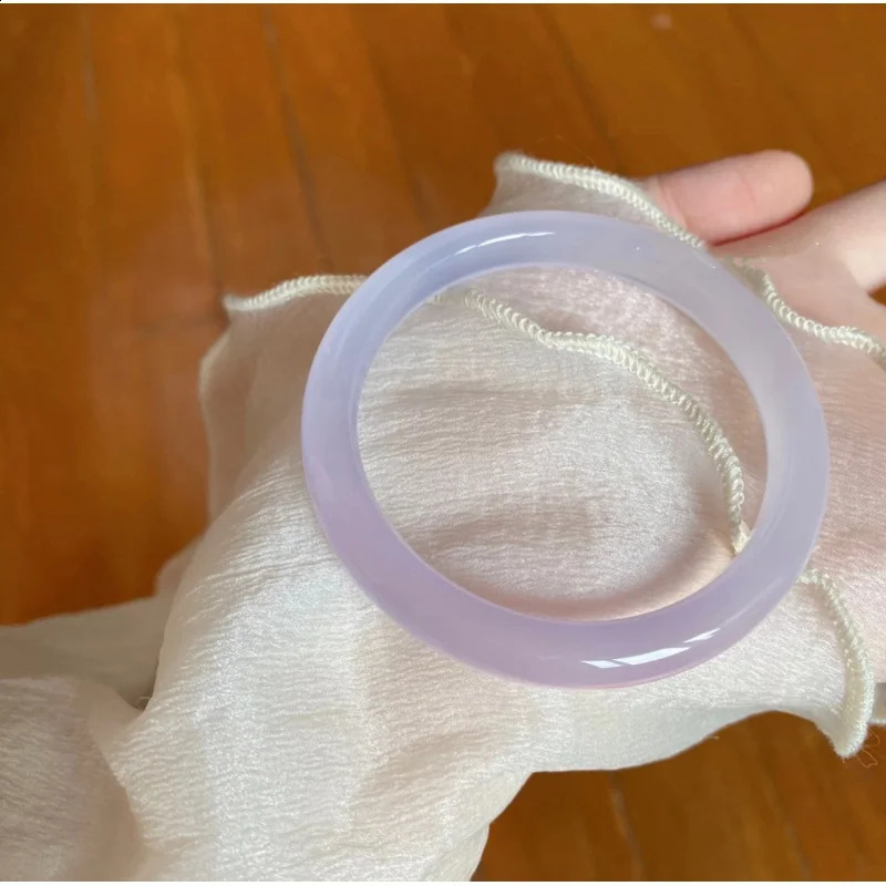 Icelike Chalcedony Taro Agate round Bar White Moonlight Xiuyan Jade Natural Violet Bracelet Girl 240813
