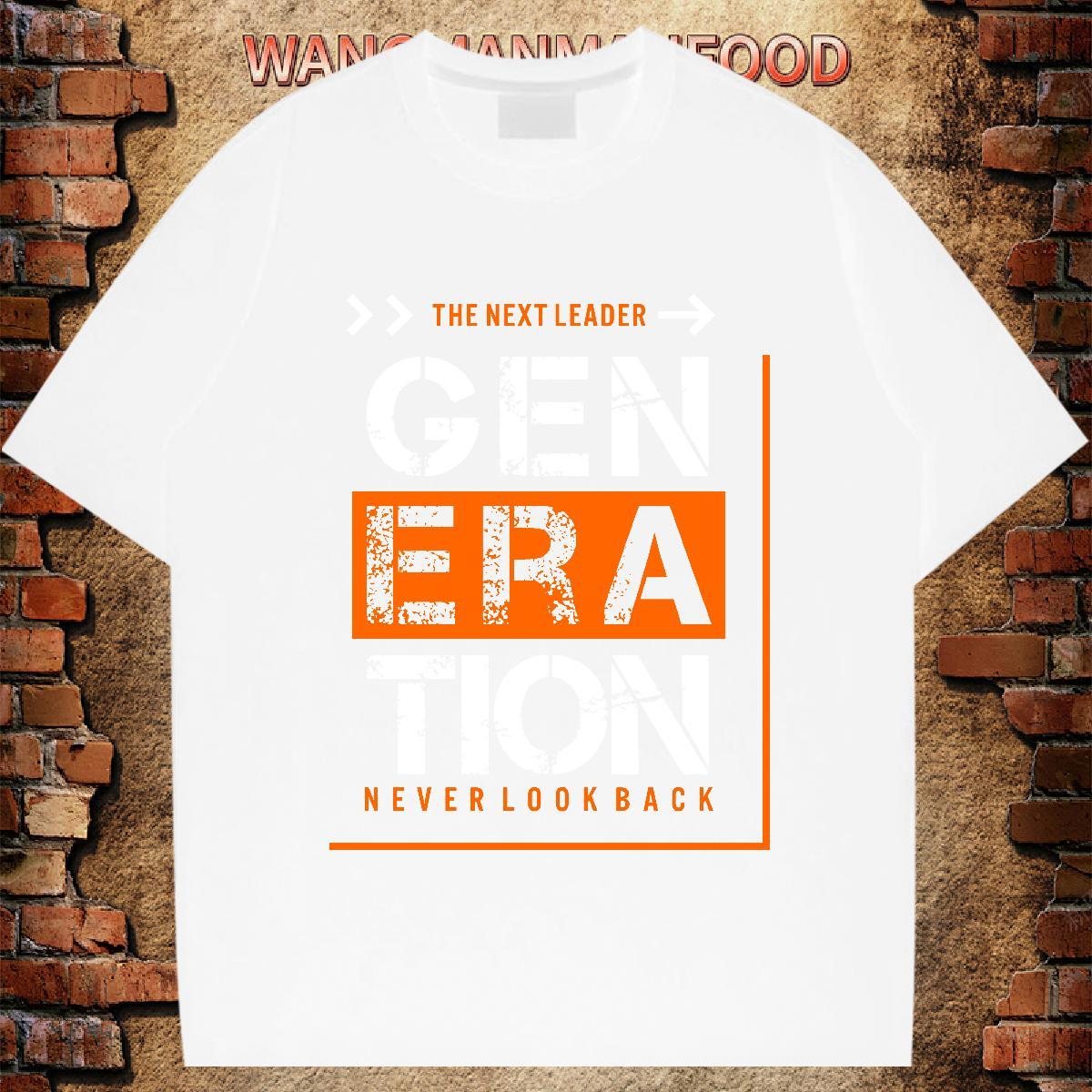 Brand T-Shirts for Men 230g Cotton letter Street Casual Asian Size Breathable Crew Neck Men Clothes T-Shirt Customized Tops