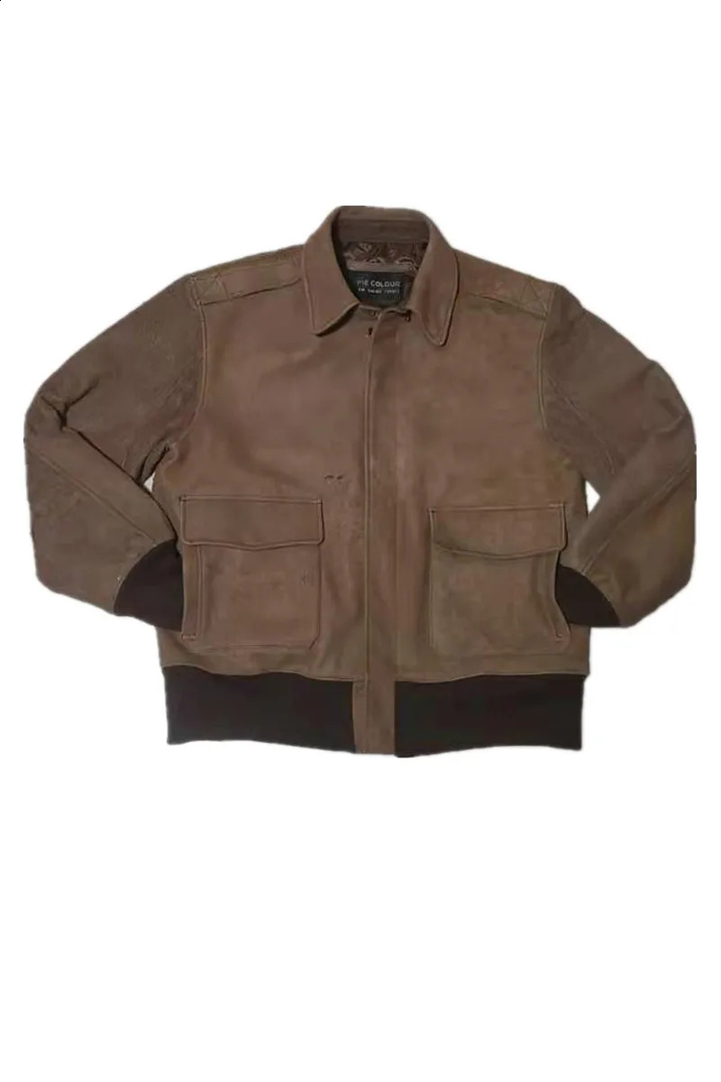 A2 Leather Jacket Mens US Air Force Flight Zealand Sheepskin Coat Suede 10mm Low Grade Suitable for Work 240816