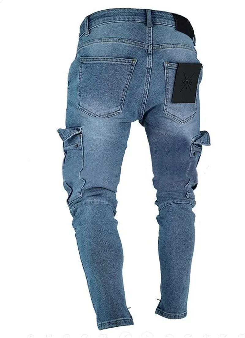 Spring Stretch Mens Jeans Fashion Trendy Casual Knee WearResistant Comfortable Zipper Feet Skateboard Pants y240823