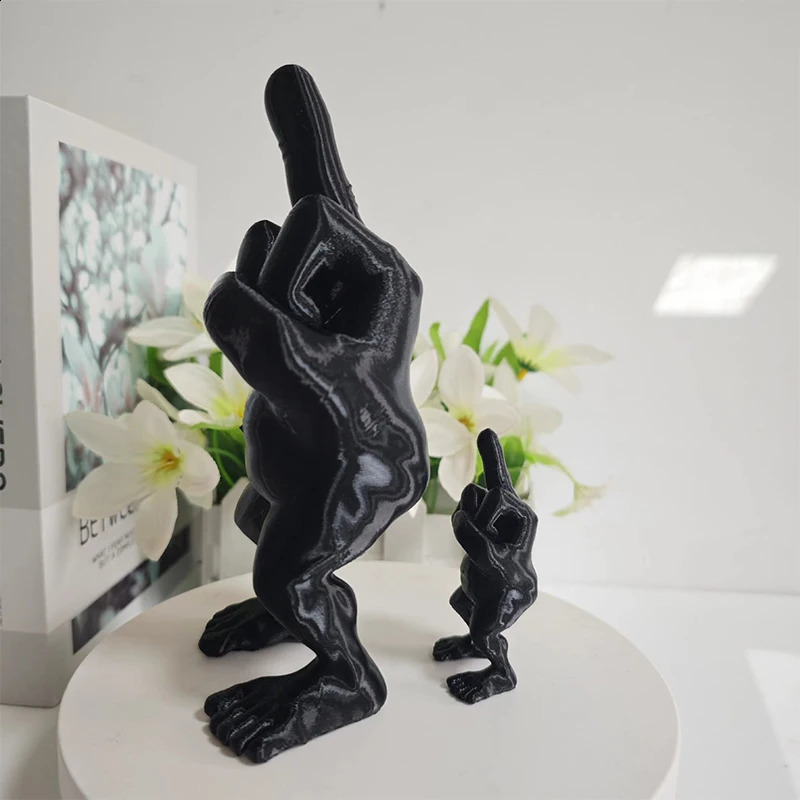 Middle Finger Figure With Legs 3D Printed Desktop Statue Decoration Desk Funny Hand Gesture Resin Creative Ornament Sculpture 240920