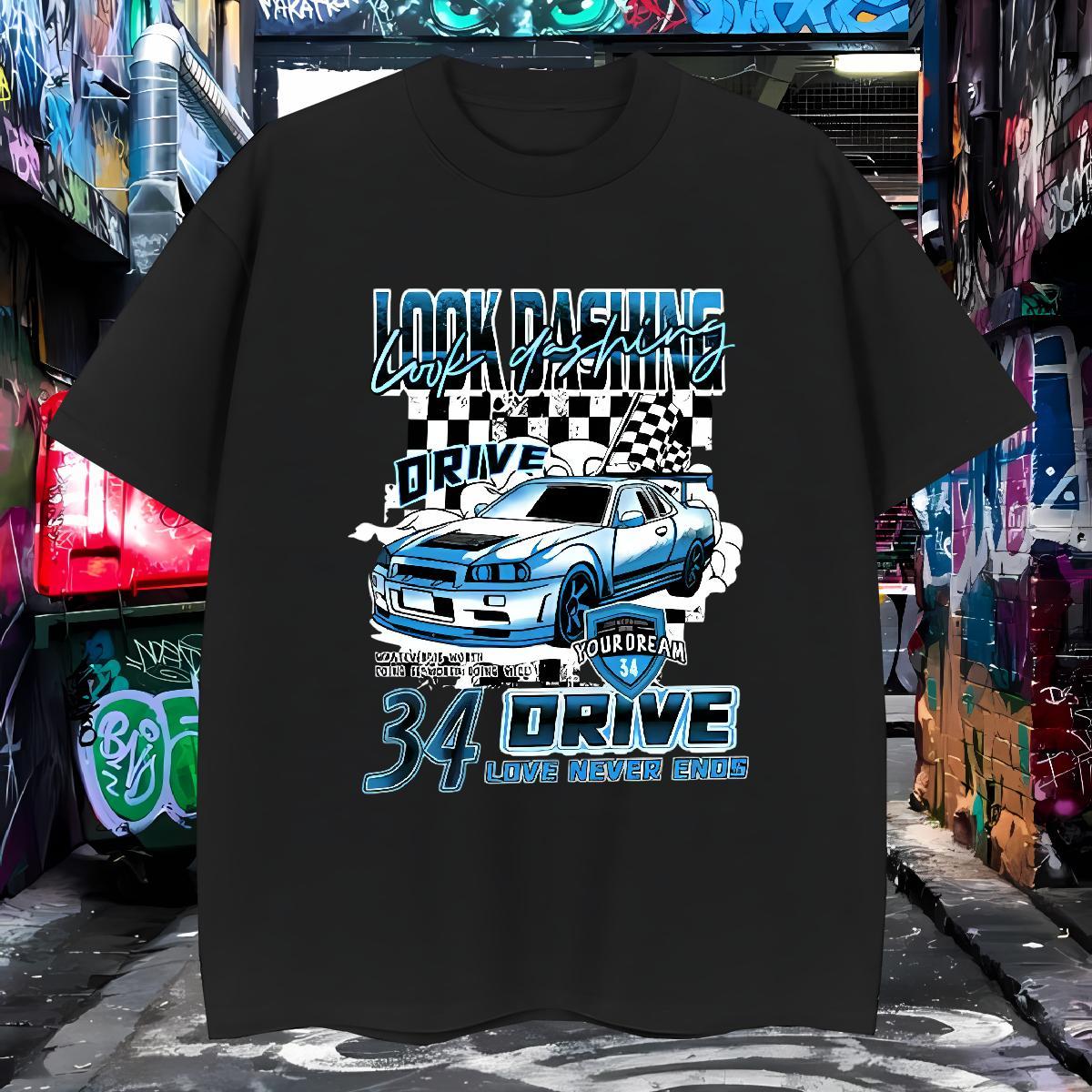 Free Shipping T-Shirts for Men 230g 100% Cotton car Casual Daily Wear Graphic Breathable Soft Couples T Shirts Customized Tops Shirt