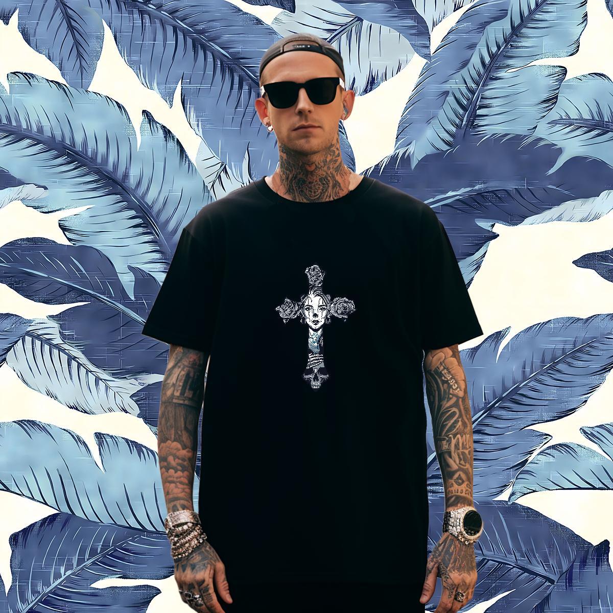 Comfortable T Shirts Men 230g 100% Cotton painting Spring Summer DIY Printed Short Sleeve Soft Couples T Shirts Fashion Tops Tees