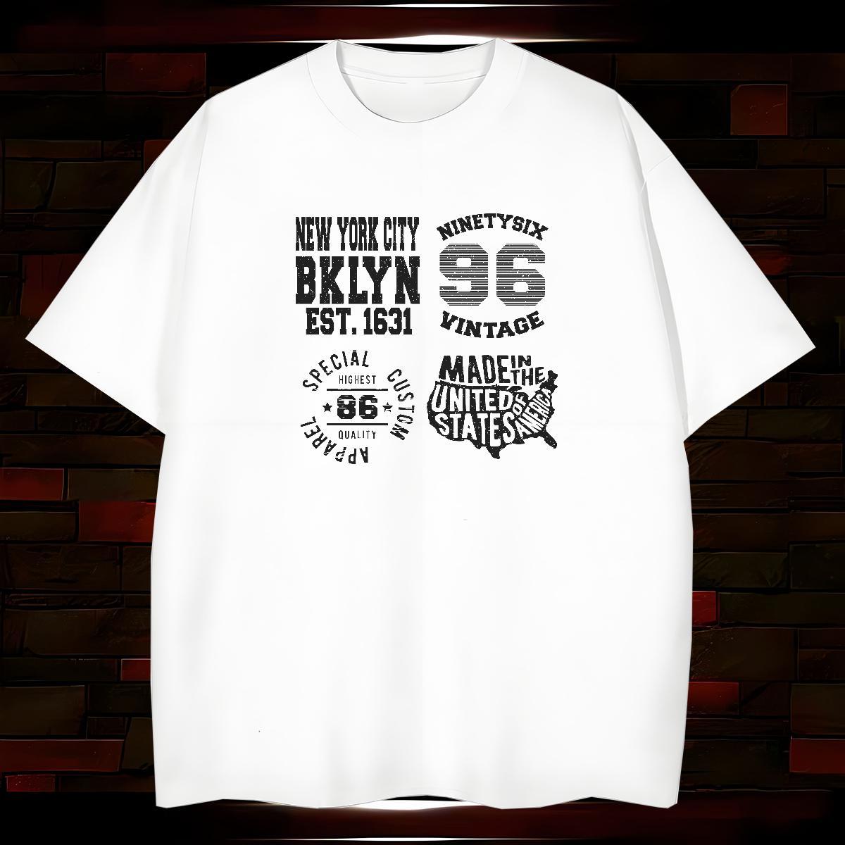 Popular T-Shirts 230g Cotton letter Daily Outfit Black White O Neck Short Sleeves Tshirts 2024 DIY Tops Tees
