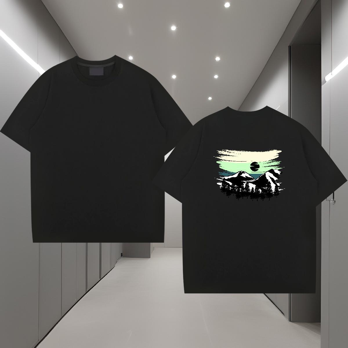 Free Shipping Man T Shirts 230g 100% Cotton mountains Outdoor Black White Breathable Crew Neck Men Clothes T-Shirt DIY Customized Tops Tees