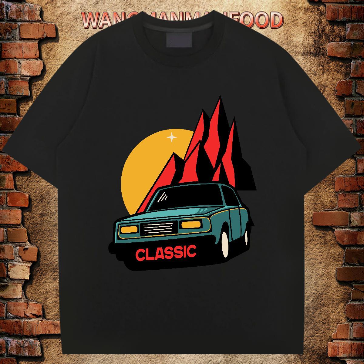Brand Man T Shirts 230g Cotton car Casual Beach Oversized Breathable Short Sleeve Mens Tshirts DIY Wear
