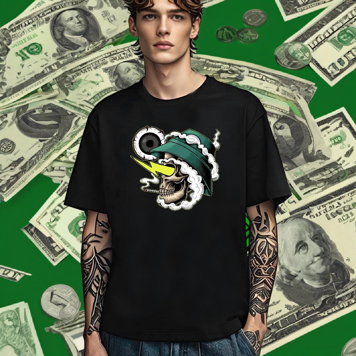Classic Man T Shirts 230g Cotton skull Street wear Hip Hop DIY Logo Oversized Breathable Soft Men Tshirts Designer Polos