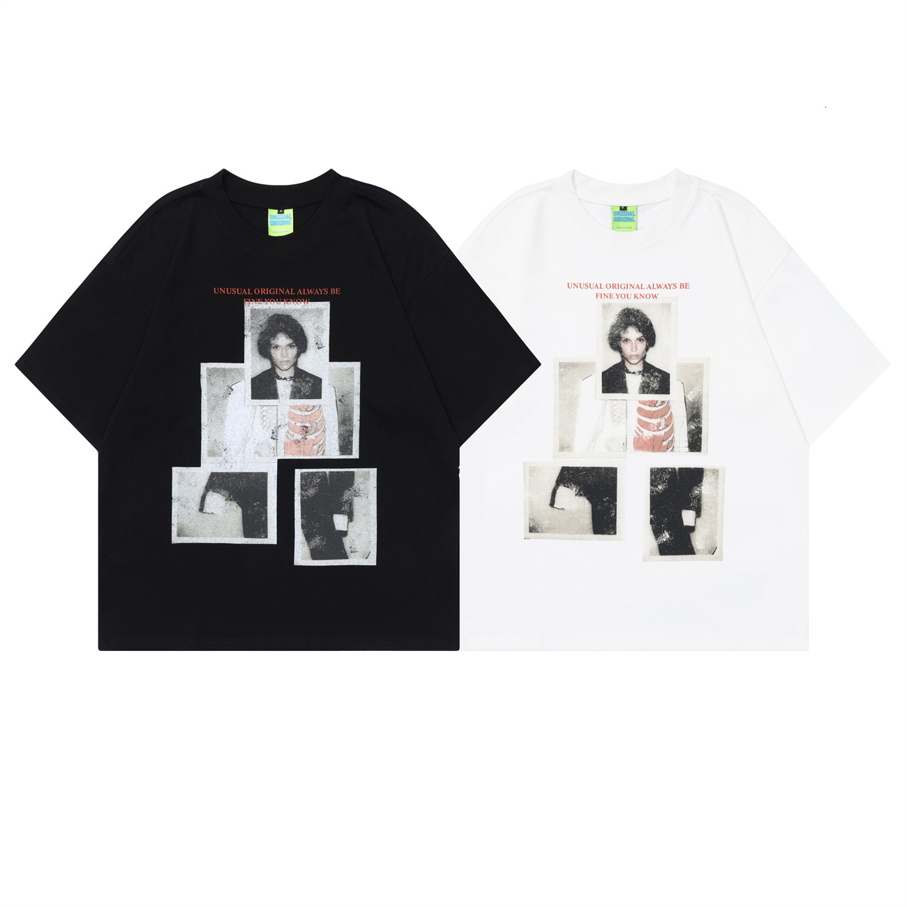 Spring American New Design Character Puzzle Trendy Loose Round Neck Short Sleeved T-shirt