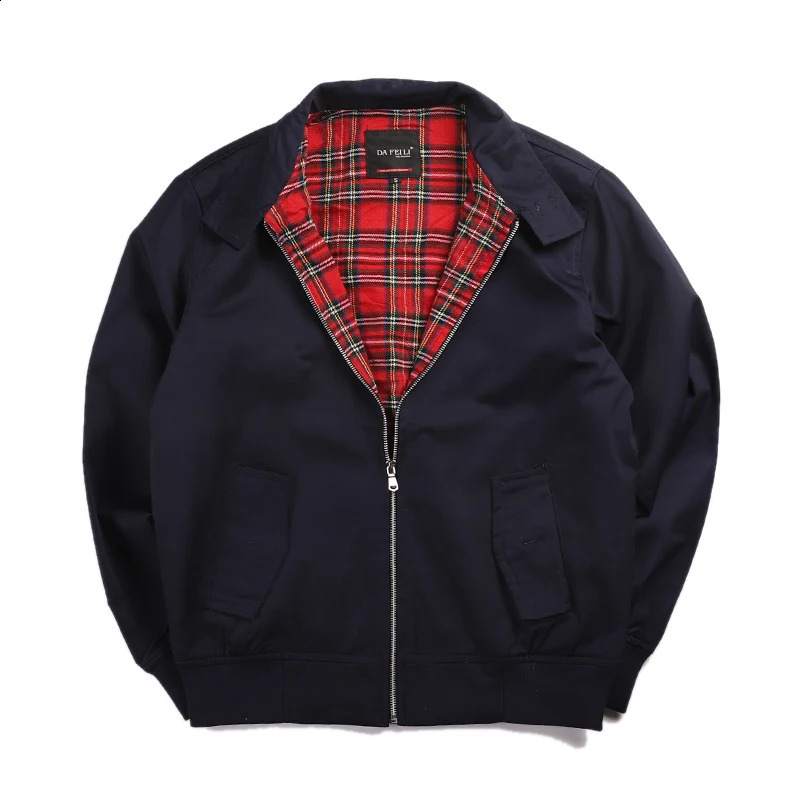 DAFEILI Men Jacket Autumn Thin EU Size Vintage Classic Bomber Coat Inner Plaid 24