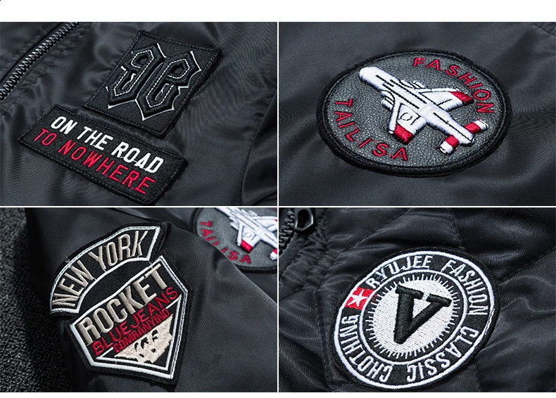 Mens Jacket AutumnWinter Plush Thickened Fashion Embroidery Outdoor Camping Rack Collar Coat Flight 240816