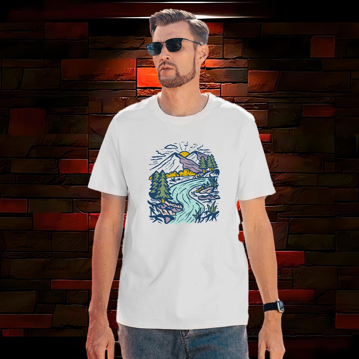 Wholesale Men T Shirts 100% Cotton 230g Mountain Hip Hop Oversized 3XL 4XL Crew Neck Breathable Men Clothes T-Shirt Brand Tees
