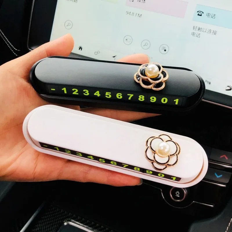 Camellia Flower Small Fragrant Wind Car Temporary Plate Magnetic Absorption Number Hidden Parking and Movi free shipping